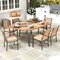 79 Inch Oval Patio Dining Table with Umbrella Hole and Acacia Wood Tabletop for 8 People